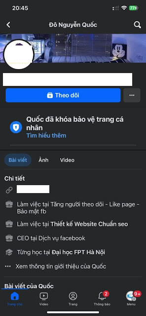 Khóa trang cá nhân