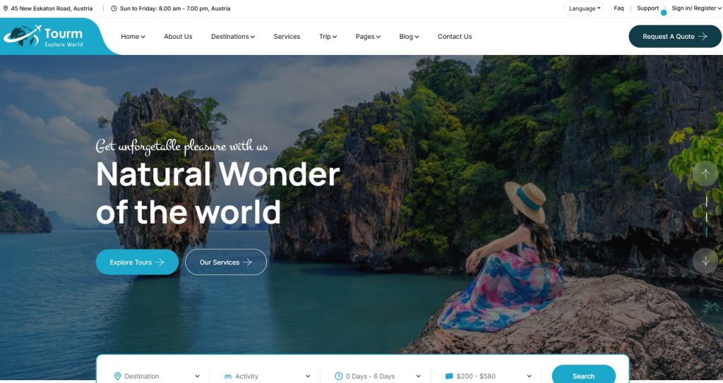 Tính năng nổi bật theme tourm